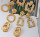 Natashahs Punk Fashion Statement Geometric Gold Big Drop Earrings for Women Vintage Hanging Dangle Earring Modern Jewelry - NATASHAHS