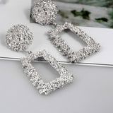 Natashahs Punk Fashion Statement Geometric Gold Big Drop Earrings for Women Vintage Hanging Dangle Earring Modern Jewelry - NATASHAHS