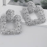 Natashahs Punk Fashion Statement Geometric Gold Big Drop Earrings for Women Vintage Hanging Dangle Earring Modern Jewelry - NATASHAHS