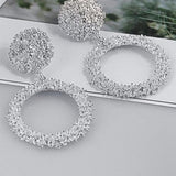 Natashahs Punk Fashion Statement Geometric Gold Big Drop Earrings for Women Vintage Hanging Dangle Earring Modern Jewelry - NATASHAHS