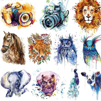 Ink Camera Stripes Patches Set Iron on Transfer Patch for T-shirts Girls Kids Clothing DIY Thermo Stickers on Clothes - NATASHAHS