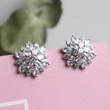Natashahs Zircon Sun Flower Stud Earrings Cubic Zirconia Flowers Stud Earrings For Women - NATASHAHS
