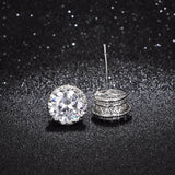 Natashahs Stud Earrings For Women Solid S925 Silver Cubic Zirconia Brincos Bridal Wedding Engagement Fine Jewelry E001 - NATASHAHS
