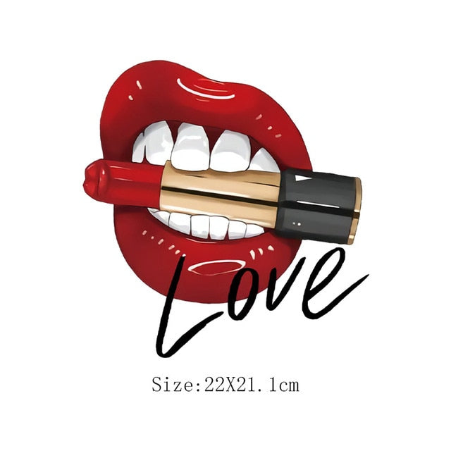 Print Lips Patches For Clothes Heat Transfer Thermal Stickers DIY Washable T-Shirts Iron On Transfer  Girls Lips Patches - NATASHAHS