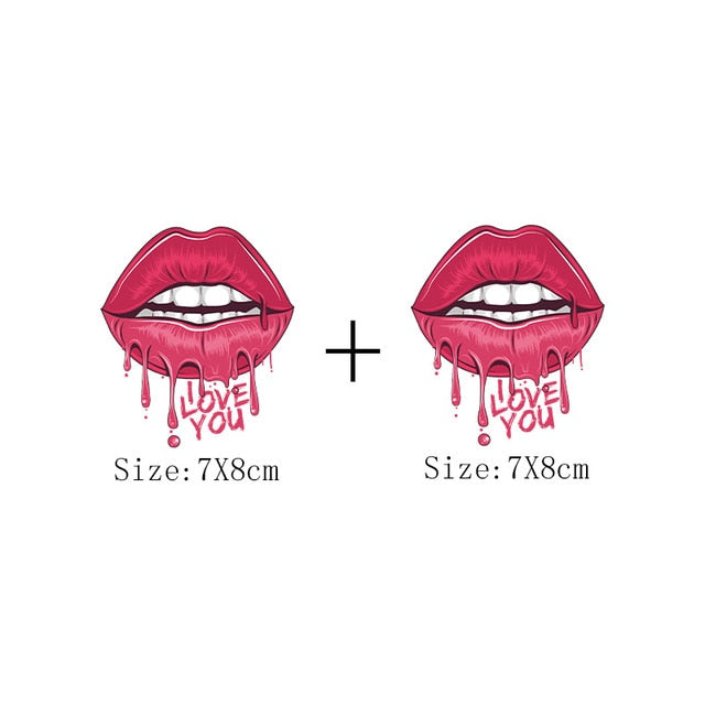 Print Lips Patches For Clothes Heat Transfer Thermal Stickers DIY Washable T-Shirts Iron On Transfer  Girls Lips Patches - NATASHAHS