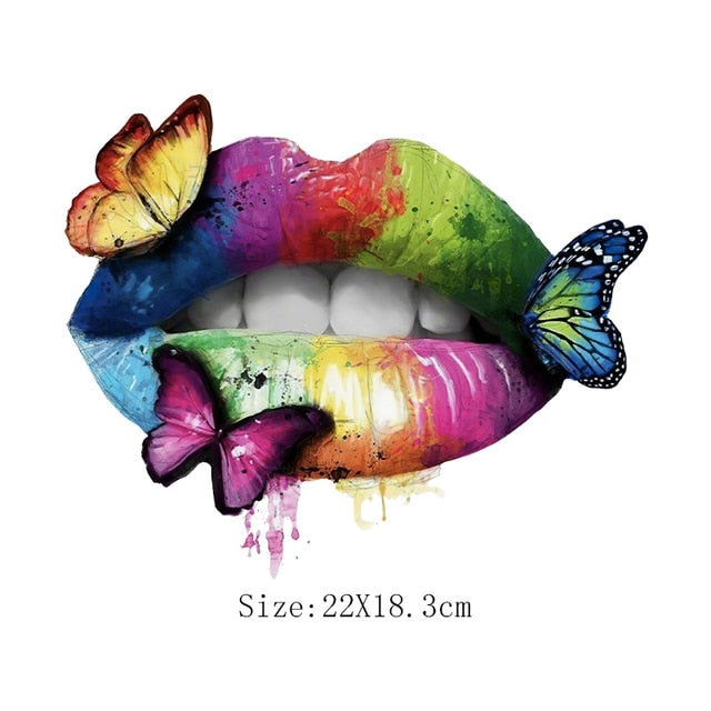 Print Lips Patches For Clothes Heat Transfer Thermal Stickers DIY Washable T-Shirts Iron On Transfer  Girls Lips Patches - NATASHAHS