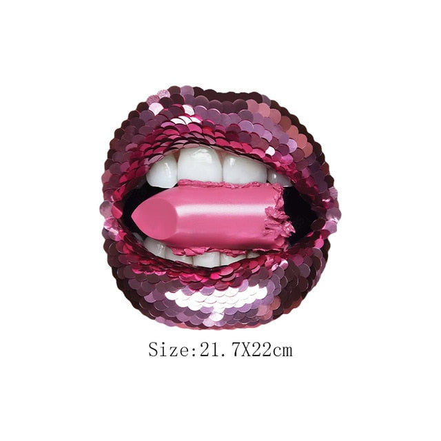 Print Lips Patches For Clothes Heat Transfer Thermal Stickers DIY Washable T-Shirts Iron On Transfer  Girls Lips Patches - NATASHAHS
