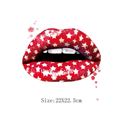 Print Lips Patches For Clothes Heat Transfer Thermal Stickers DIY Washable T-Shirts Iron On Transfer  Girls Lips Patches - NATASHAHS