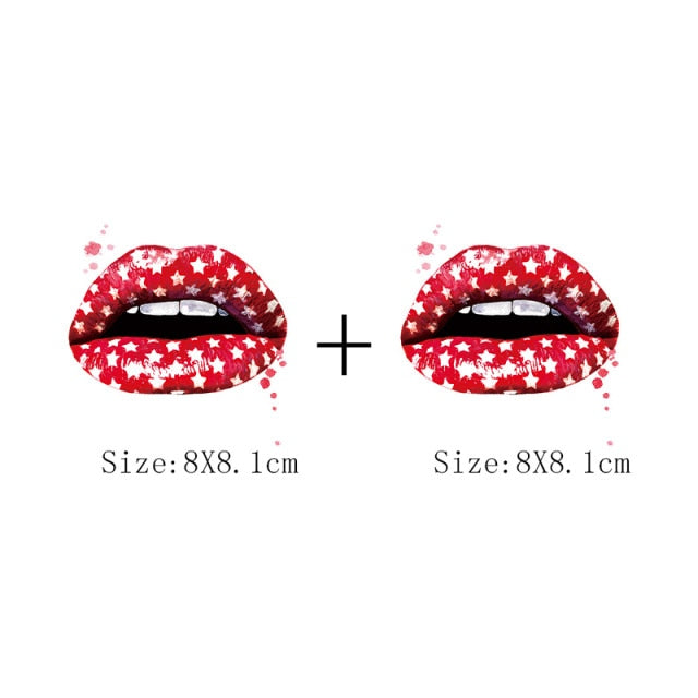 Print Lips Patches For Clothes Heat Transfer Thermal Stickers DIY Washable T-Shirts Iron On Transfer  Girls Lips Patches - NATASHAHS