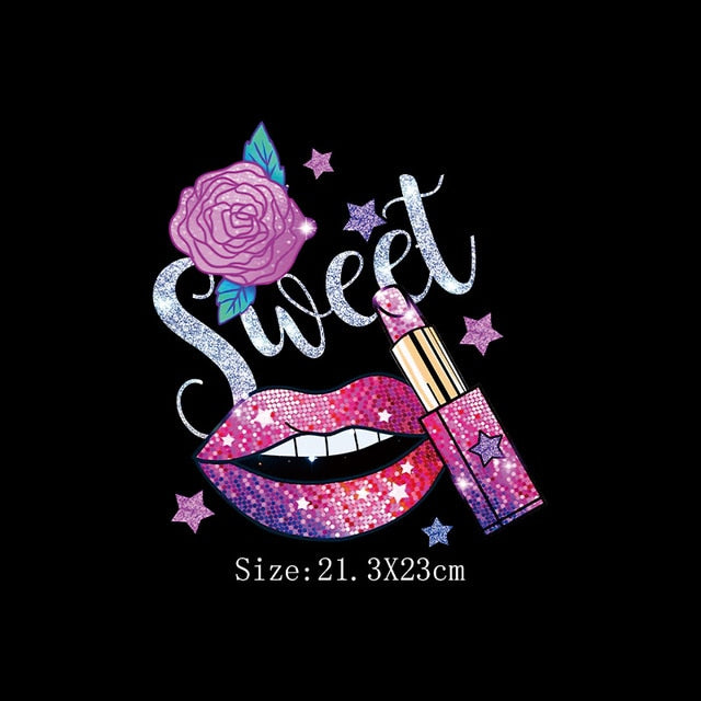Print Lips Patches For Clothes Heat Transfer Thermal Stickers DIY Washable T-Shirts Iron On Transfer  Girls Lips Patches - NATASHAHS