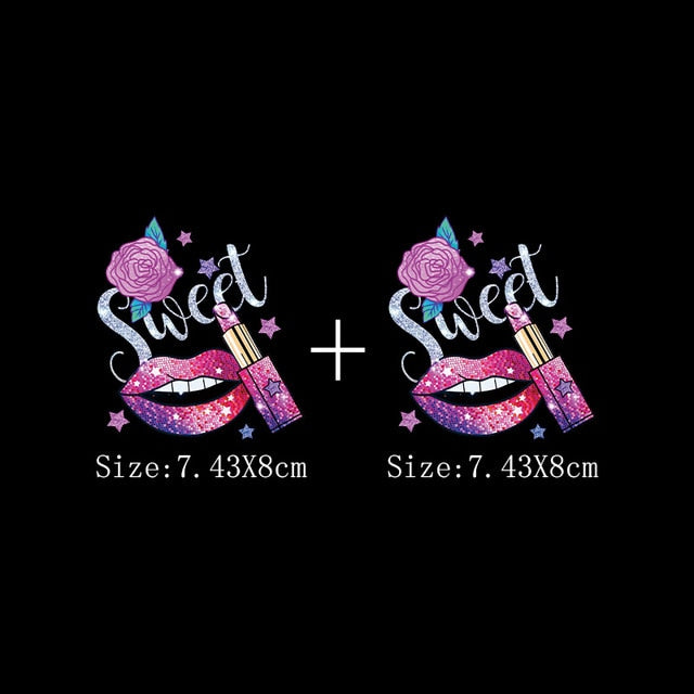 Print Lips Patches For Clothes Heat Transfer Thermal Stickers DIY Washable T-Shirts Iron On Transfer  Girls Lips Patches - NATASHAHS