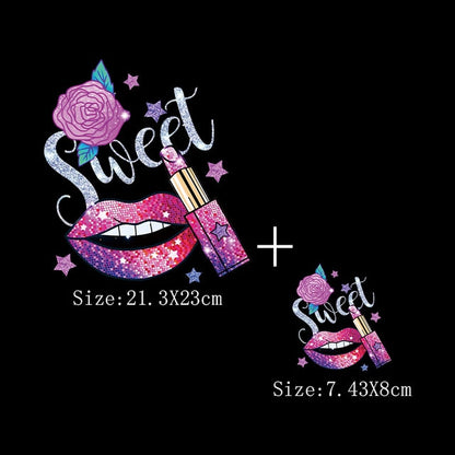 Print Lips Patches For Clothes Heat Transfer Thermal Stickers DIY Washable T-Shirts Iron On Transfer  Girls Lips Patches - NATASHAHS