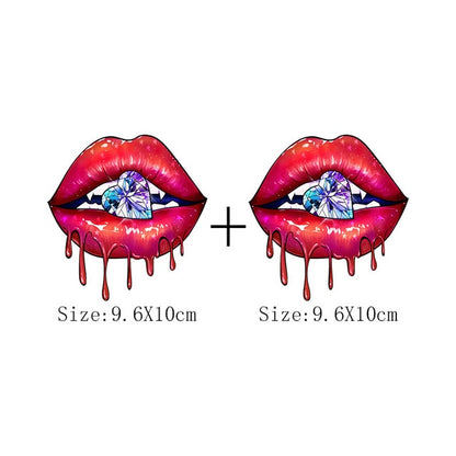 Print Lips Patches For Clothes Heat Transfer Thermal Stickers DIY Washable T-Shirts Iron On Transfer  Girls Lips Patches - NATASHAHS