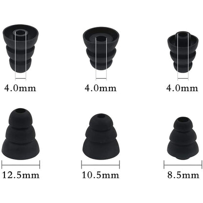 1 Pair Replacement Triple Flange Ear Tips Earbuds Silicone For Most in Ear Headphones for Sony Senso Powerbeats Jaybird etc - NATASHAHS