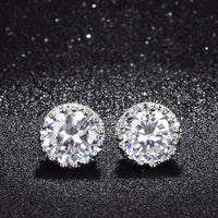 Natashahs Stud Earrings For Women Solid S925 Silver Cubic Zirconia Brincos Bridal Wedding Engagement Fine Jewelry E001 - NATASHAHS