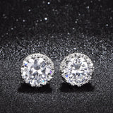 Natashahs Stud Earrings For Women Solid S925 Silver Cubic Zirconia Brincos Bridal Wedding Engagement Fine Jewelry E001 - NATASHAHS