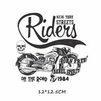 Biker Patch Iron-on Transfers for Clothing Thermoadhesive Patches on Clothes DIY Skull Stickers Motorcycle Applique Stripes Punk - NATASHAHS