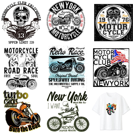 Iron-on Transfers for Clothing Thermoadhesive Patches on Clothes Stickers Diy Skull Patch Biker Flex Fusible Transfer Stripe - NATASHAHS