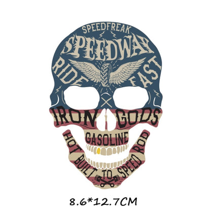Iron-on Transfers for Clothing Thermoadhesive Patches on Clothes Stickers Diy Skull Patch Biker Flex Fusible Transfer Stripe - NATASHAHS
