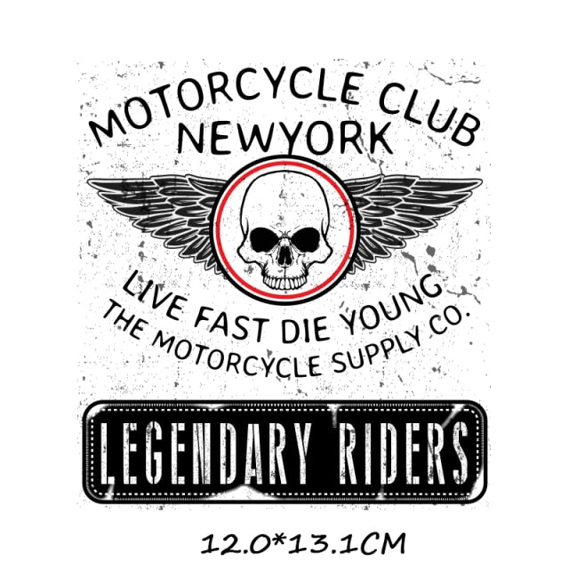 Iron-on Transfers for Clothing Thermoadhesive Patches on Clothes Stickers Diy Skull Patch Biker Flex Fusible Transfer Stripe - NATASHAHS