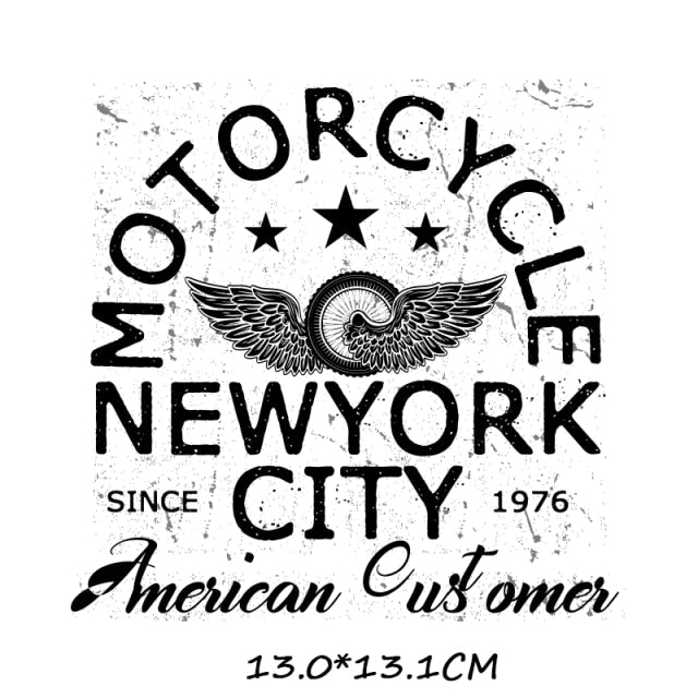 Iron-on Transfers for Clothing Thermoadhesive Patches on Clothes Stickers Diy Skull Patch Biker Flex Fusible Transfer Stripe - NATASHAHS