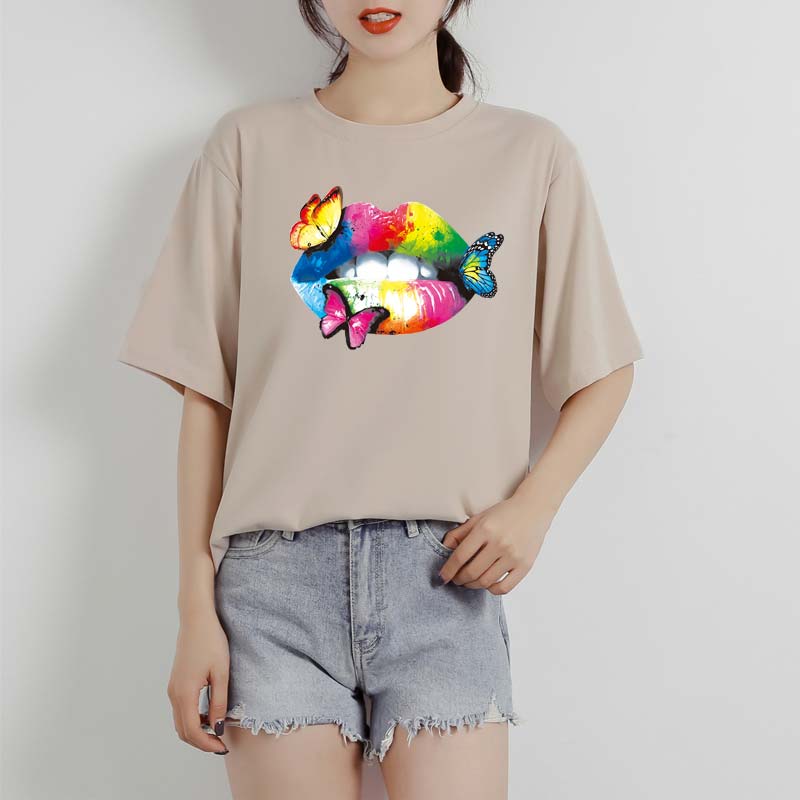 Butterfly Lips Thermal Patches Heat Stickers Thermal Press Hoodies Tops A-Level Washable Vinyl DIY Heat Transfer Girl T-Shirt - NATASHAHS