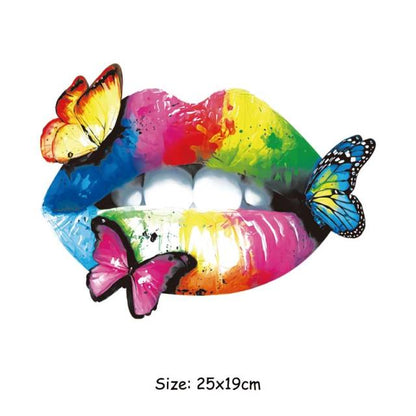 Butterfly Lips Thermal Patches Heat Stickers Thermal Press Hoodies Tops A-Level Washable Vinyl DIY Heat Transfer Girl T-Shirt - NATASHAHS