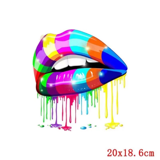 Multicolor Lips Patches For Clothes Heat Transfer Thermal Stickers DIY Washable T-Shirts Iron On Transfer Girls Lips Patch - NATASHAHS