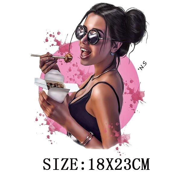 Cartoon Girl Thermo Strpis Sticker On Clothes Heat Transfer DIY Washable Iron On Patches For Clothing Fashion Lady Patches Decor - NATASHAHS