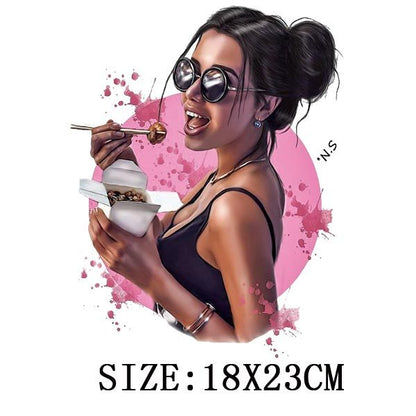 Cartoon Girl Thermo Strpis Sticker On Clothes Heat Transfer DIY Washable Iron On Patches For Clothing Fashion Lady Patches Decor - NATASHAHS