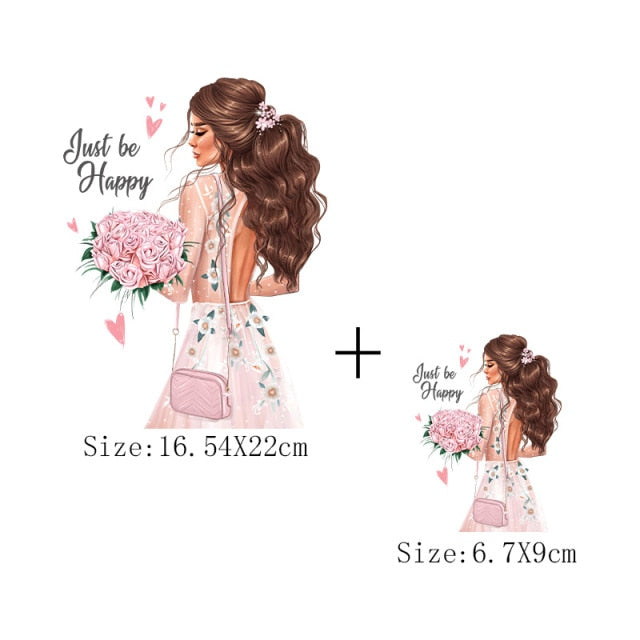 Fashion Lady Thermo Transfer Sticker On Clothes Russian Girl Iron On Patches For T-Shirt Jacket DIY Washable Heat Transfer Patch - NATASHAHS