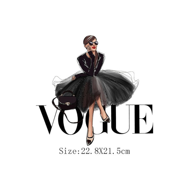 Fashion Lady Thermo Transfer Sticker On Clothes Russian Girl Iron On Patches For T-Shirt Jacket DIY Washable Heat Transfer Patch - NATASHAHS