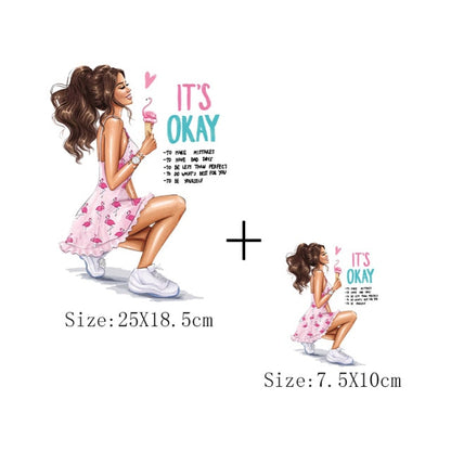 Fashion Lady Thermo Transfer Sticker On Clothes Russian Girl Iron On Patches For T-Shirt Jacket DIY Washable Heat Transfer Patch - NATASHAHS