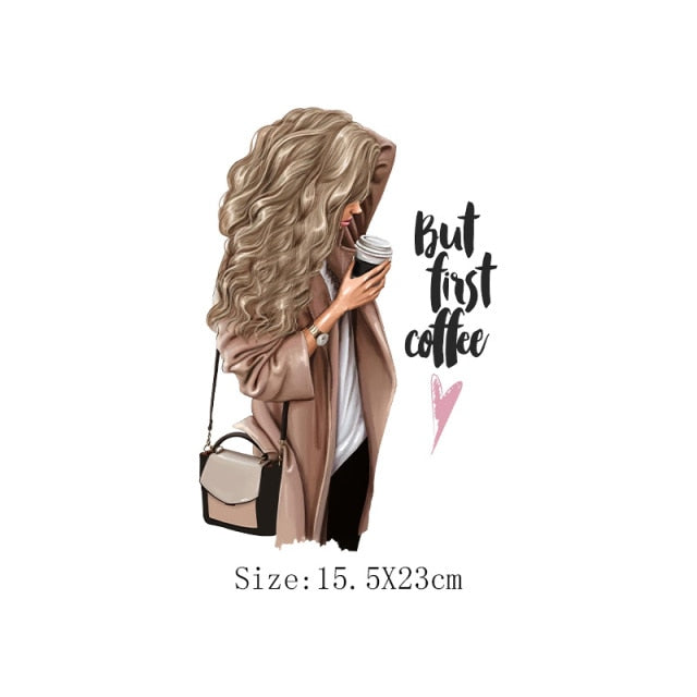 Fashion Lady Thermo Transfer Sticker On Clothes Russian Girl Iron On Patches For T-Shirt Jacket DIY Washable Heat Transfer Patch - NATASHAHS