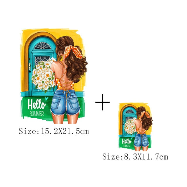 Fashion Lady Thermo Transfer Sticker On Clothes Russian Girl Iron On Patches For T-Shirt Jacket DIY Washable Heat Transfer Patch - NATASHAHS