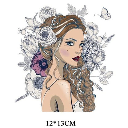 Fashion Lady Heat Transfer Stickers Clothing Patches for Top Household Iron-on Transfers DIY Decoration Appliqued Parches - NATASHAHS