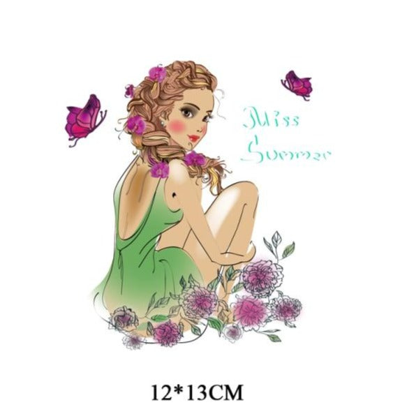 Fashion Lady Heat Transfer Stickers Clothing Patches for Top Household Iron-on Transfers DIY Decoration Appliqued Parches - NATASHAHS