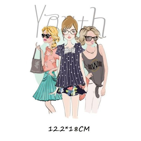 Fashion Lady Heat Transfer Stickers Clothing Patches for Top Household Iron-on Transfers DIY Decoration Appliqued Parches - NATASHAHS