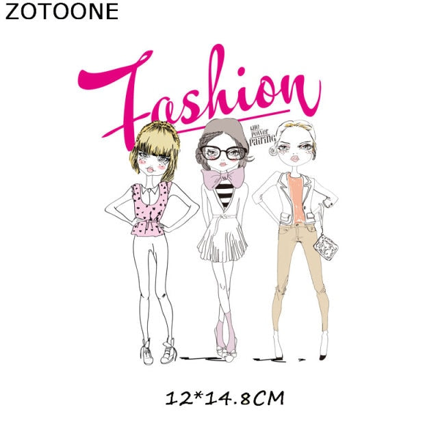 Fashion Lady Heat Transfer Stickers Clothing Patches for Top Household Iron-on Transfers DIY Decoration Appliqued Parches - NATASHAHS