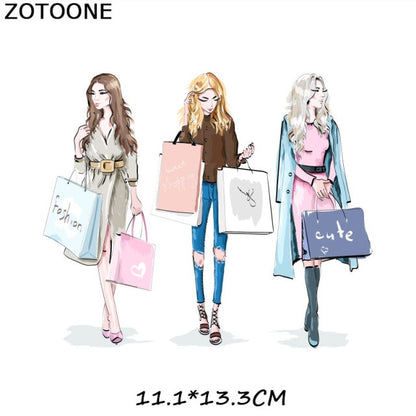 Fashion Lady Heat Transfer Stickers Clothing Patches for Top Household Iron-on Transfers DIY Decoration Appliqued Parches - NATASHAHS