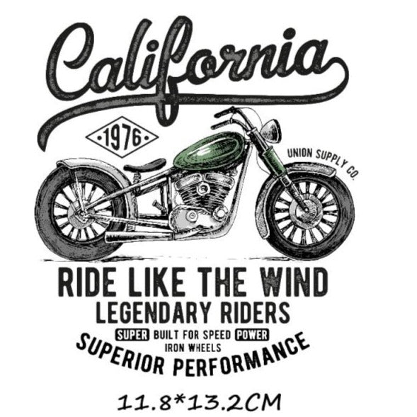 Cool  Motorcycle Iron on Heat Transfers Fashion Letter  Stripe on Clothes Iron Patch Summer Style Ironing Sticker - NATASHAHS