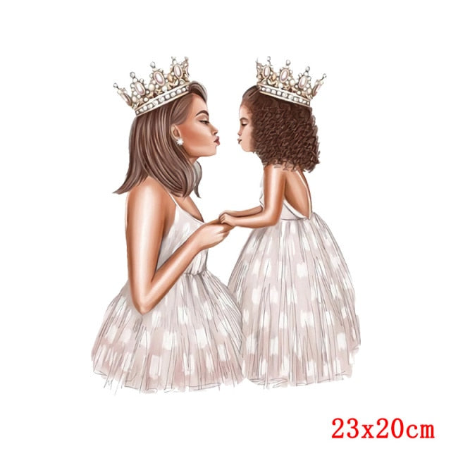 Fashion Patches For Clothing Girls DIY Heat Transfer Mom Baby Iron On Transfer Thermal Stickers For Womens Kids Clothes Patch - NATASHAHS