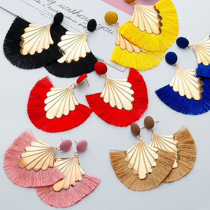 Fashion Bohemian Big Tassel Dangle Drop Earrings for Women Statement Wedding Red Fringe Female Earrings - NATASHAHS