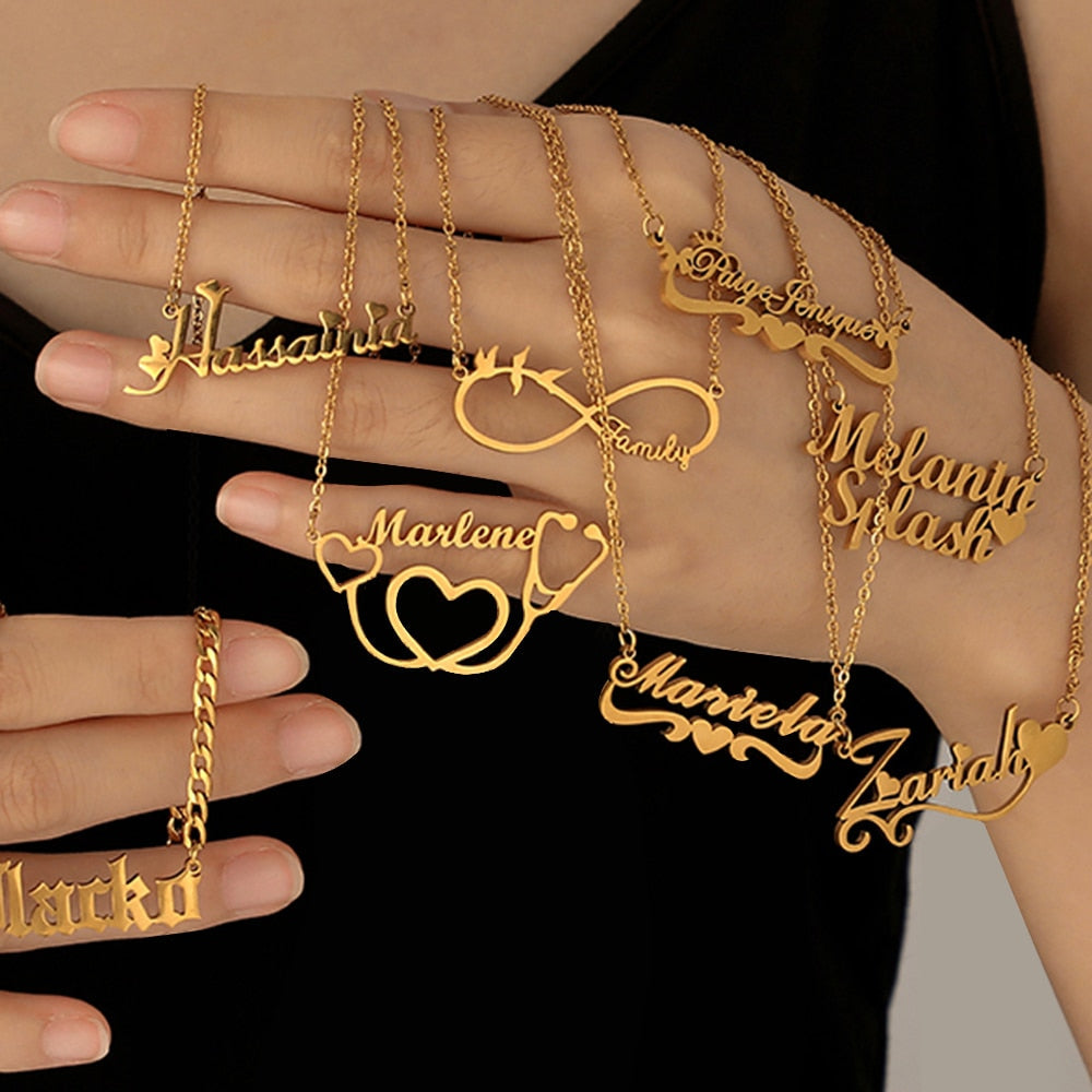 Personalized single Name Necklace with a underlined heart For Women Men Gold Silver Chain Lovers - NATASHAHS