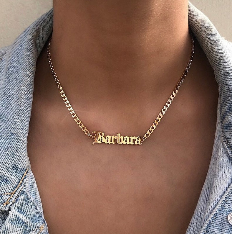 Personalized Name Necklace in Italics font For Women Men Gold Silver Chain Lovers - NATASHAHS