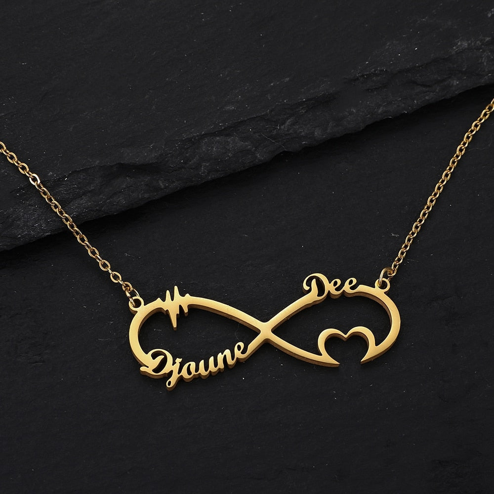 Personalized half infinity style with butterfly charm Name Necklace - NATASHAHS