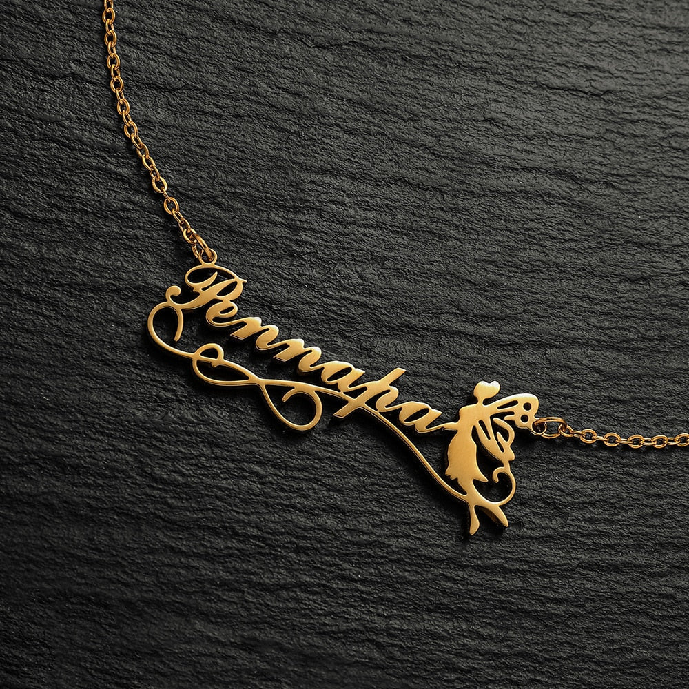 Personalized Two Names Necklace with a underlined heart For Women Men Gold Silver Chain Lovers - NATASHAHS