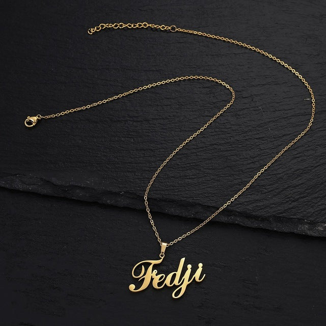 Personalized Stainless Steel Name Custom Necklaces For Women Men Gold Silver Chain Lover - NATASHAHS