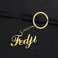 Customized Personalized Name Pendant Keychain Custom Lovers Name Text Key Chain Stainless Steel Jewelry for Women Men Keyring - NATASHAHS