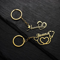 Customized Personalized Name Pendant Keychain Custom Lovers Name Text Key Chain Stainless Steel Jewelry for Women Men Keyring - NATASHAHS